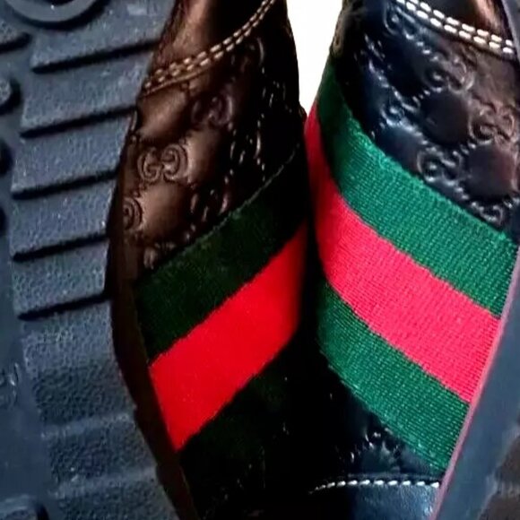 GUCCI GUCCISSIMA LEATHER SNEAKERS BLACK & RED 39 - Picture 7 of 16